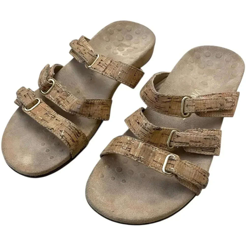 Vionic Aubrey Sandals Cork Slip On Adjustable Straps Women's US Size 6